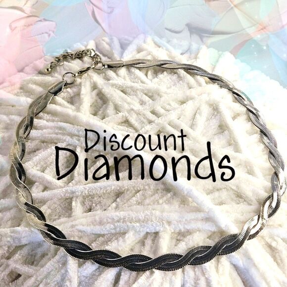 18K White Gold Plating on Double Stranded Silver Titanium Necklace - Picture 5 of 7